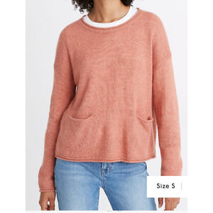 Madewell Chelsea‎ Pocket Pullover Sweater SM Sweet Dahlia Slightly Cropped Boxy